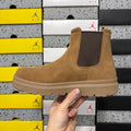 UGG Chelsea Boot – Suede Pull-On Ankle Boot with Contrast Elastic Gusset, Shearling Lining & Chunky Lug Sole in Wheat