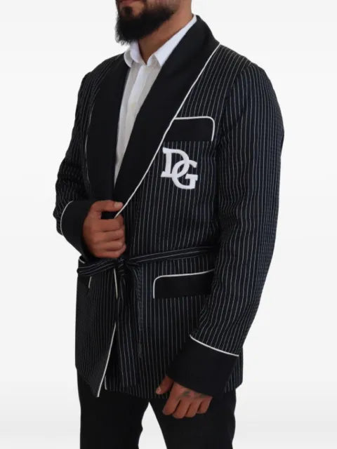 Dolce & Gabbana pinstripe DG-patch blazer