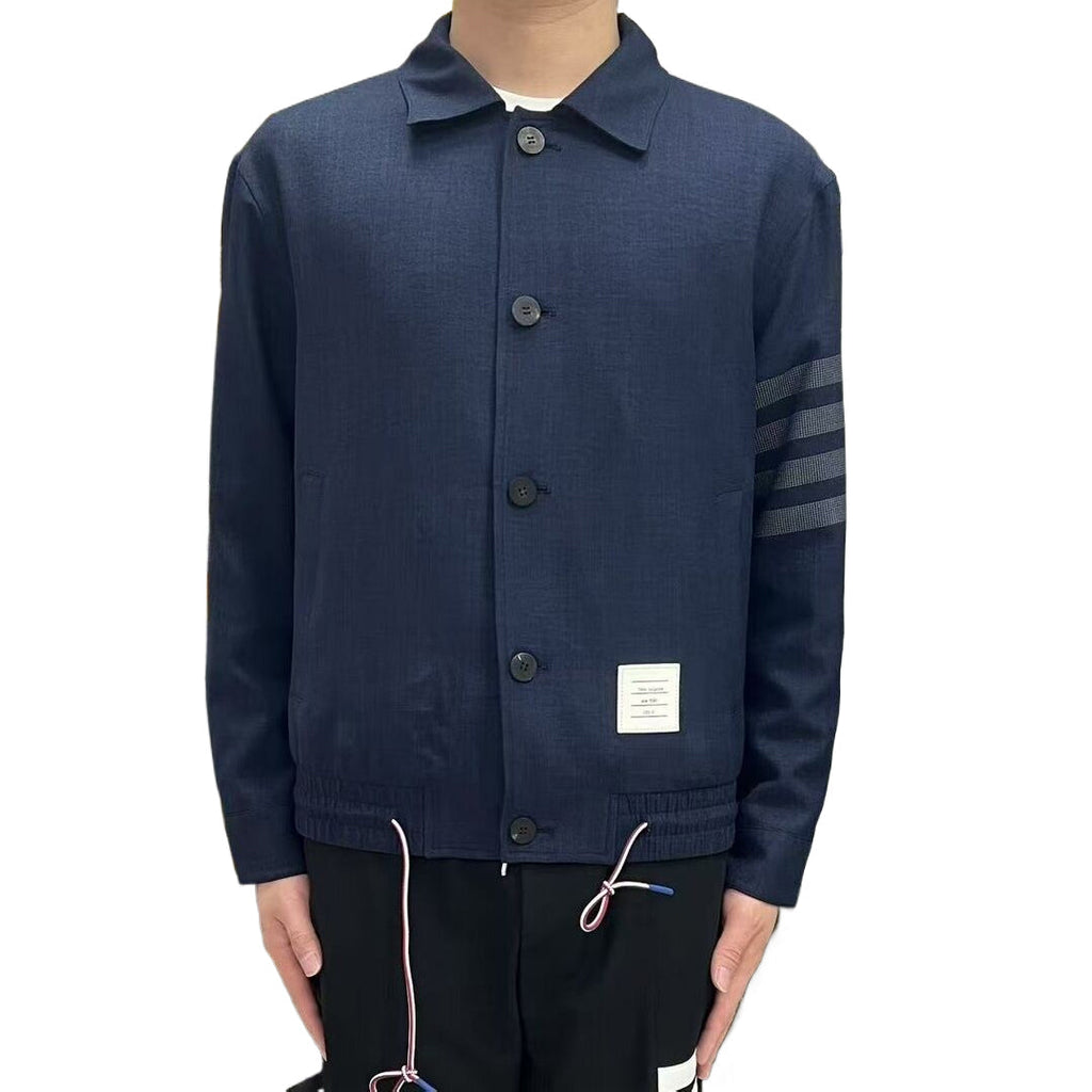 Men's 4 - Bar Casual Jacket with Signature Grosgrain Detail | Thom Browne