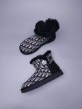 Dior-Inspired Textured Snow Boot — Black | New Arrival | In Stock