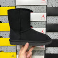 UGG Kallen Lace Classic Short Boot – Suede Boot with Shearling Lining, Tonal Back Seam & All-Black Classic Sole in Black