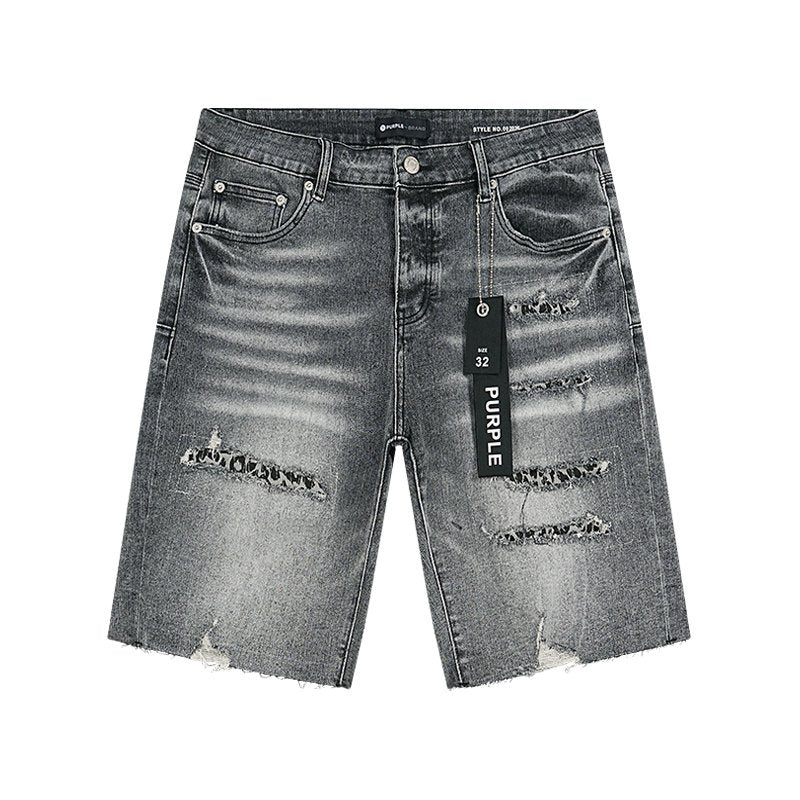 Purple Brand Distressed Gray Denim Shorts