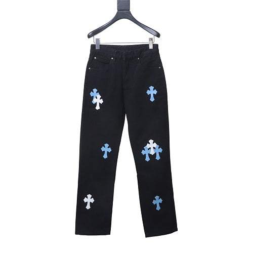 black Chrome Hearts cross-patch jeans