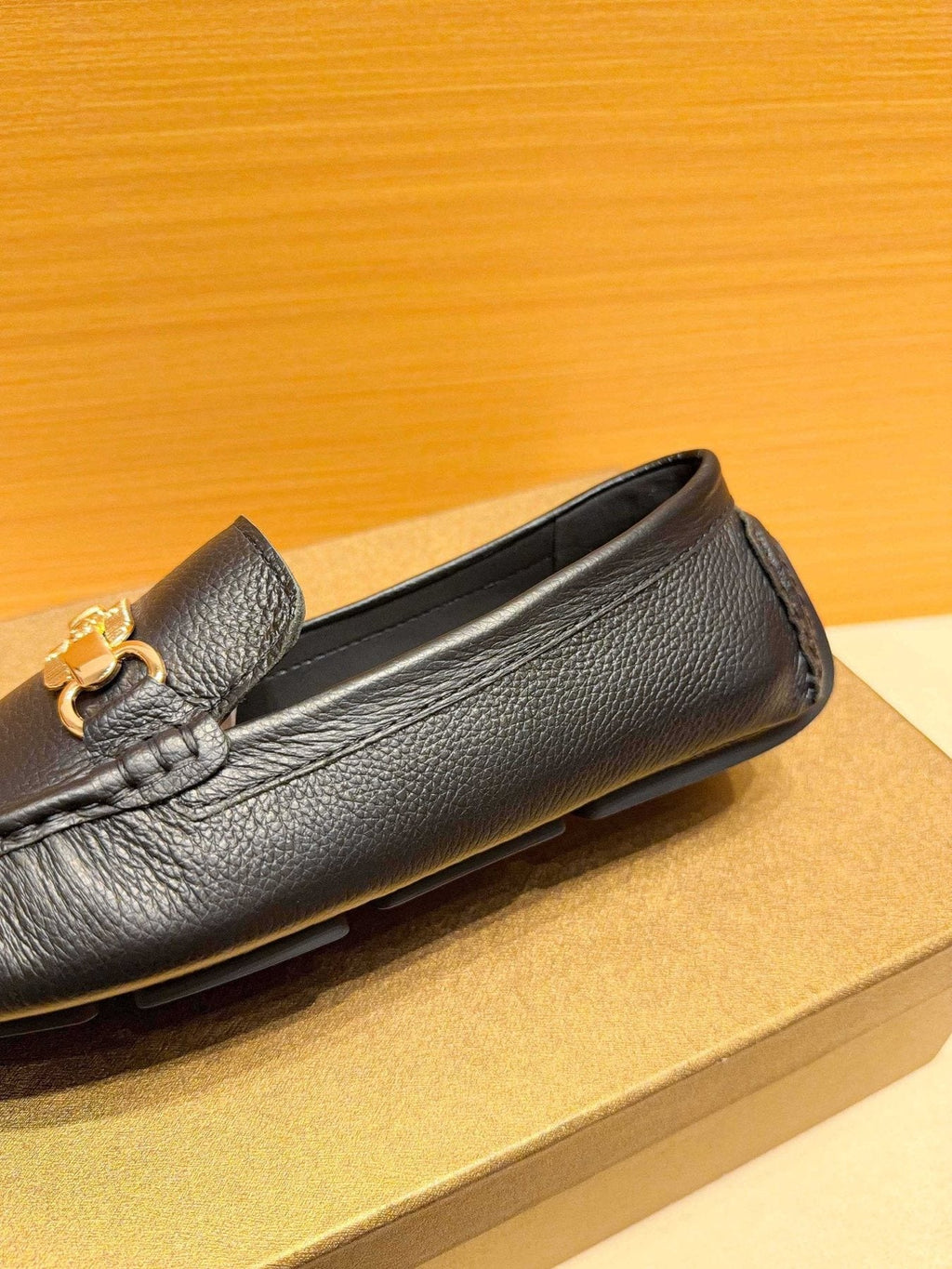 Versace Men's Black Textured Hardware Loafers