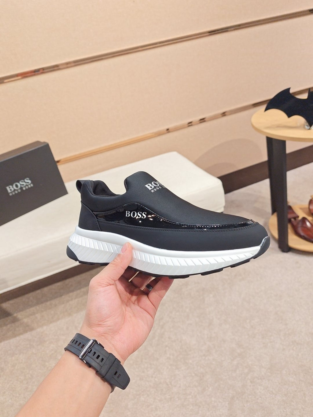 BOSS Contrast-Panel Slip-On Sneakers