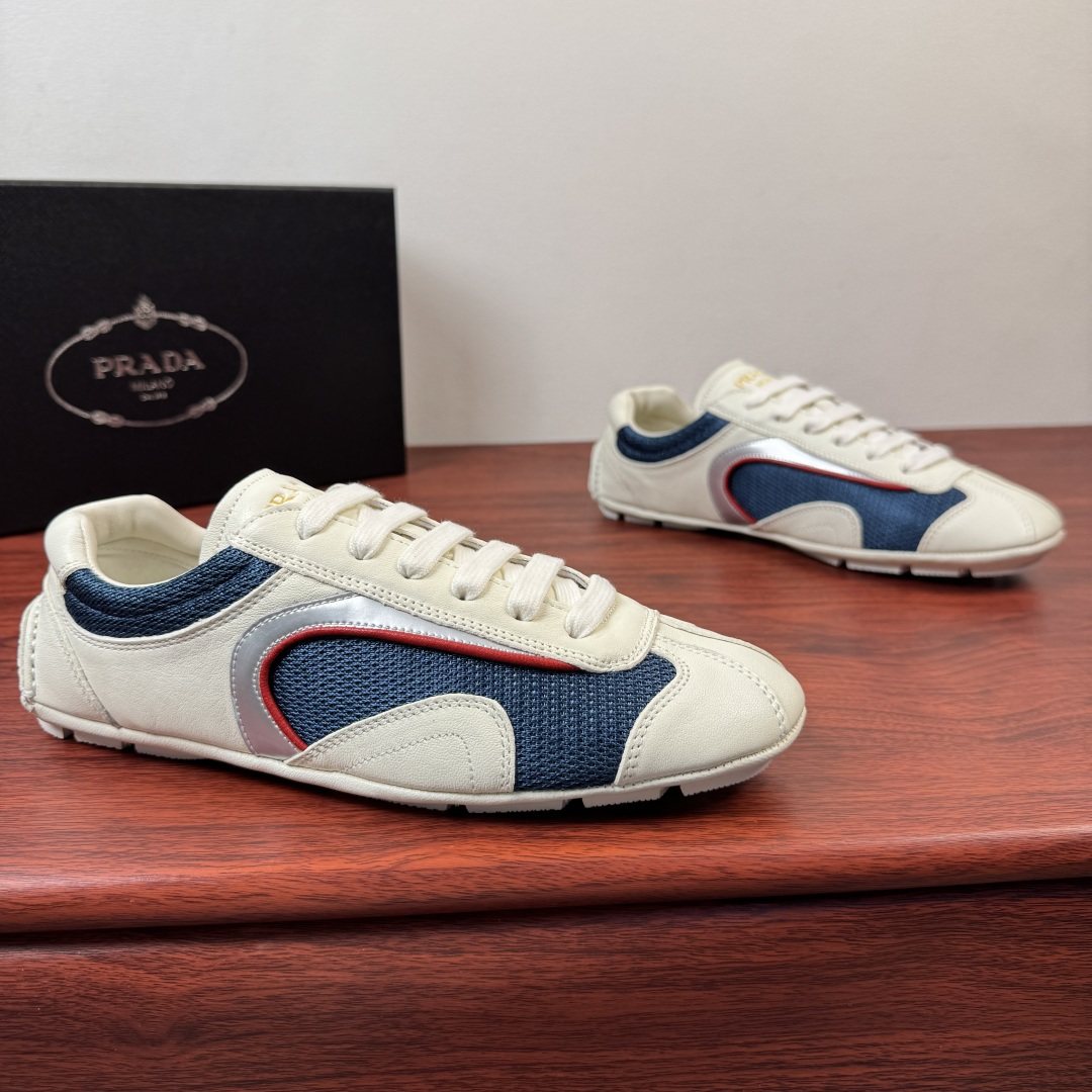 Prada Mesh Panel Low-Top Sneakers - Rubber Sole
