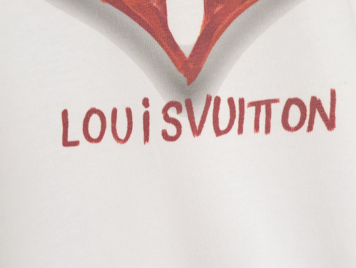 Louis Vuitton Four-Petal Motif and Lettering T-Shirt - Cream